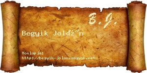Begyik Jolán névjegykártya
