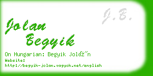 jolan begyik business card